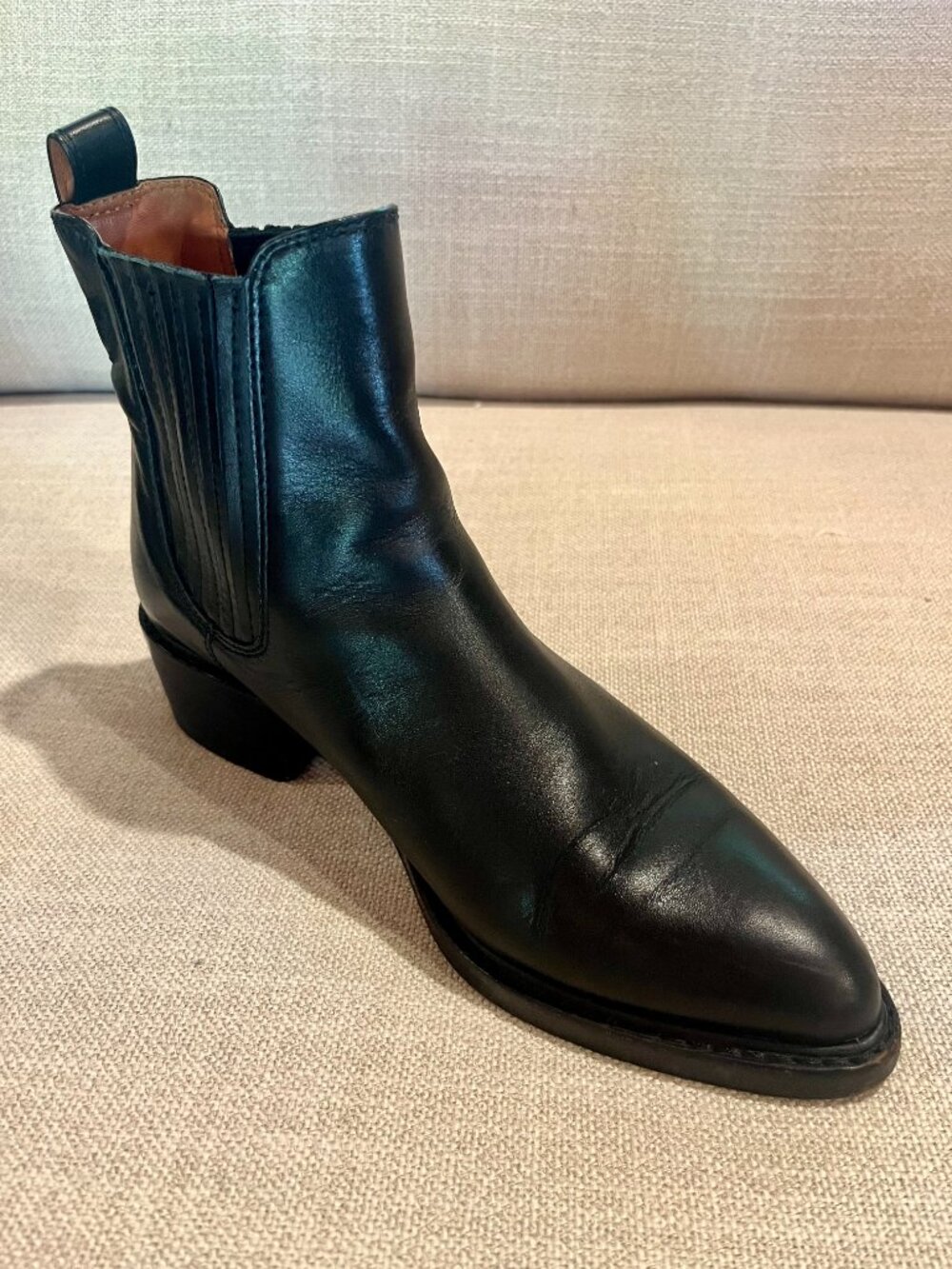 Coach Bowery Black Leather Chelsea Ankle Boots with Gold Charm Made in Italy - Picture 9 of 14